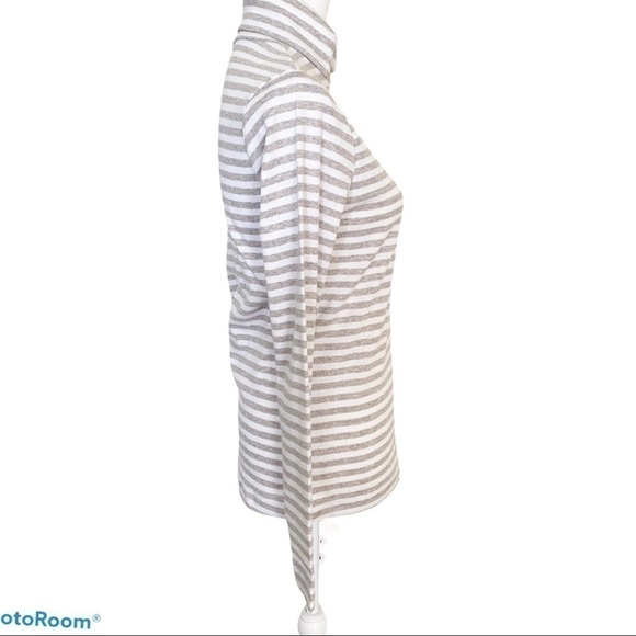Three Dots Turtleneck Women’s Large Tan Striped Pullover NWT Brecken Ridge - Picture 4 of 11